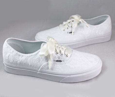 Vans Wedding Shoes, Bridal Vans, Vans Wedding, Lace Vans, Wedding Tennis Shoes, White Lace Shoes, Wedding Vans, Bridal Converse, Wedding August