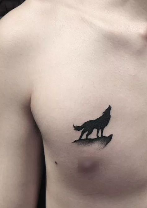 Wolf On Mountain Tattoo, Iron Wolf Tattoo, Wolf Shadow Tattoo, Pack Of Wolves Tattoo, Dark Wolf Tattoo, Alpha Wolf Tattoo, White Wolf Tattoo, Simple Wolf Tattoo, Wolf And Moon Tattoo