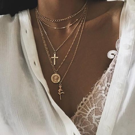 Choker Necklace Gold Layered Necklace Set Gold Coin | Etsy Layered Cross Necklace, Multiple Necklaces, Jewelry Cross, Cross Necklaces, Coin Pendant Necklace, Diamond Solitaire Necklace, Gold Choker Necklace, Flower Pendant Necklace, Gold Choker