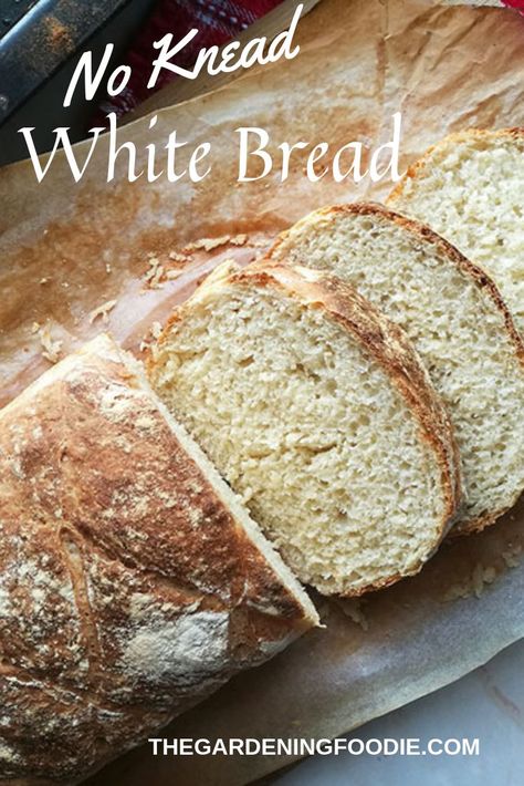 This easy to make No Knead White Bread is made using basic ingredients and is great to use for grilling, toasting and sandwiches. Hearth Bread Recipe, Muffin Cookies, Cooking Food Recipes, Baking For Beginners, Cake Brownie, Healthy Bread Recipes, White Bread Recipe, Dessert Cakes, Artisan Bread Recipes