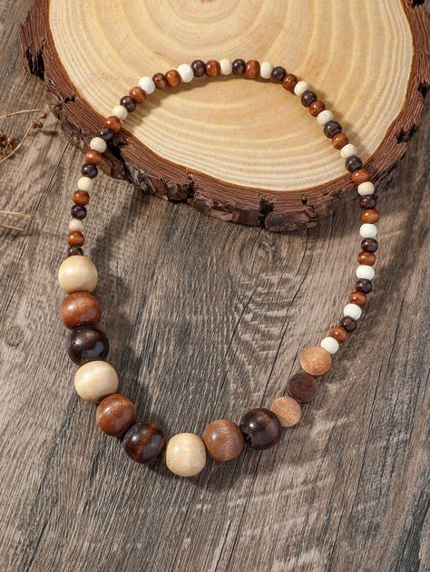 Wood Beaded Jewelry, Wood Bead Necklace Boho, Wooden Beaded Jewelry, Wood Beads Necklace, Wooden Beaded Necklace, Wooden Beads Necklace, Wooden Necklace Handmade, Wood Bead Jewelry, Wooden Beads Jewelry