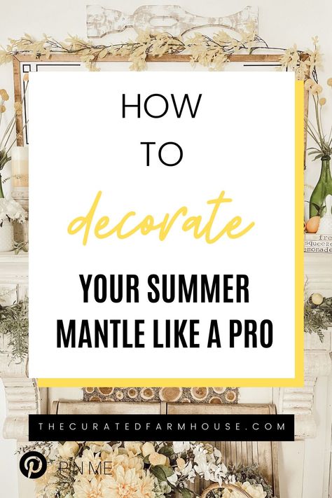 How To Decorate Your Summer Mantle Like a Pro Late Summer Mantle Decor, August Mantle Decor, Summer Mantle Decor With Tv, Summer Mantle Decorating Ideas, Summer Fireplace Decor Mantles, Decorating Ideas For Fireplace Mantel, Summer Fireplace Decor, Fireplace Decor Summer, Summer Mantel Decorating Ideas