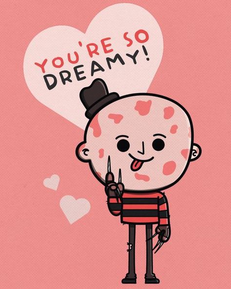 Spooky Shake Studios on Instagram: "Freddy Valentines are 14% off! ❤️😴 Click the link in my bio to visit my shop!" Horror Valentines Cards, Horror Movie Valentines, Digital Horror, Cute Valentines Day Cards, Diy Dinner, Horror Villains, At Home Office, Valentines Couple, Retro Horror