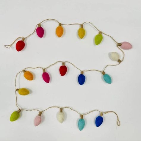 Adorable And Reusable Christmas Light Felted Wool Garland. Perfect For Christmas Tree, Mantel Or Just General Decorations. Dimensions: 57” Length Made With Chemical Free Felted Wool Wool Garland, Vintage Christmas Lights, Christmas Lights Garland, Christmas Tree Light, Holiday Garland, Garland Decoration, Christmas Decorations Garland, Christmas Mantel, Tree Light