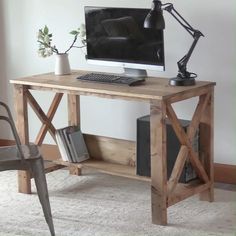 Build your own solid wood farmhouse desk for about $50! Diy Desk Plans, Farmhouse Desk, Desk Plans, Farmhouse Bedding, Free Plans, Farmhouse Furniture, Diy Desk, Wooden Desk, Diy Furniture Table