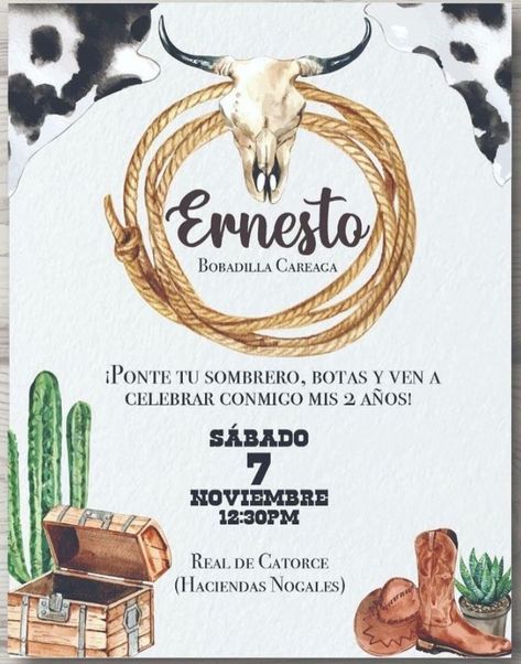 Cowboy Birthday Party Invitations, Cowboy Party Invitations, 3rd Birthday Party For Boy, Cowboy Invitations Birthday, Cowgirl Invitations, Western Invitations, Cowboy Invitations, Boy Party Invitations, Cow Birthday Parties