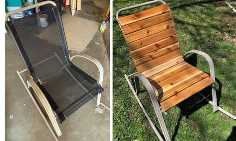 Patio Chairs Makeover, Metal Patio Chairs, Patio Furniture Makeover, Chair Redo, Chair Repair, Patio Fire Pit, Chair Makeover, Diy Furniture Renovation, Furniture Rehab