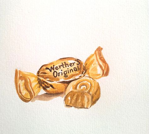 I knew everyone has try candy this before. Werther's Original Caramel candy :) Caramel Tattoo, Pepper Tattoos, Amelia Tattoo, Sweets Illustration, Carmel Candy, Lifesaver Candy, Candy Tattoo, Werthers Original, Candy Drawing