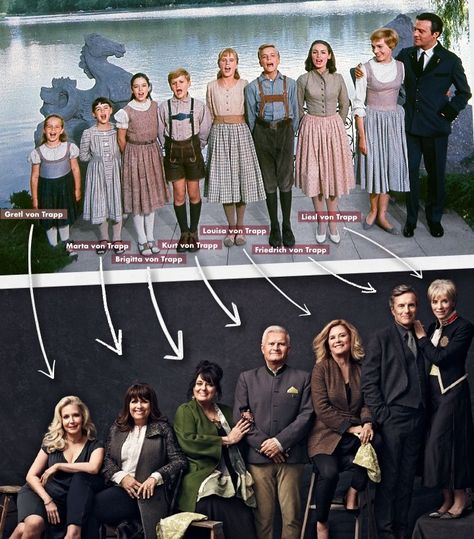 The cast from the Sound of Music -- then and now Sound Of Music Favorite Things, The Sound Of Music Fanart, Georg Von Trapp, Nicholas Hammond, Sound Of Music Movie, Then And Now Pictures, Christopher Plummer, Musical Film, The Sound Of Music