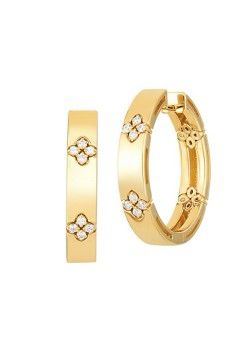 Roberto Coin - Love In Verona 18K Yellow Gold & Diamond Hoop Earrings $3,800.00 Roberto Coin Jewelry, Gold Diamond Hoop Earrings, Roberto Coin, Diamond Flower, Diamond Hoop Earrings, Inner Beauty, Gold Hoops, Yellow Diamond, Pierced Ears