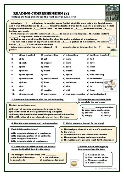 Reading Comprehension (2) - English ESL Worksheets for distance learning and physical classrooms Esl Reading Comprehension, Free Reading Comprehension Worksheets, Language Arts Worksheets, Esl Reading, English Teaching Materials, Reading Comprehension Skills, Reading Comprehension Activities, Reading Comprehension Passages, Comprehension Passage