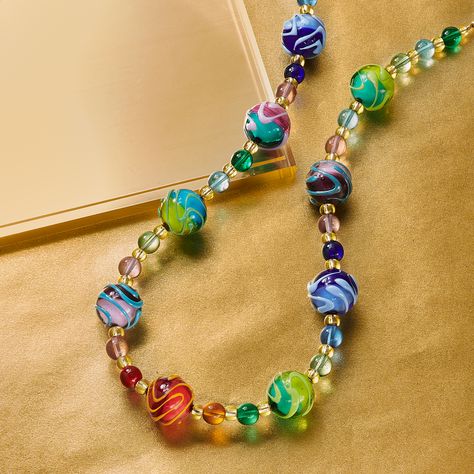 Custom Necklaces, Murano Glass Jewelry, Premium Outlets, Fine Jewelery, Murano Glass Beads, Sterling Jewelry, Glass Bead Necklace, Custom Necklace, Summer Colors