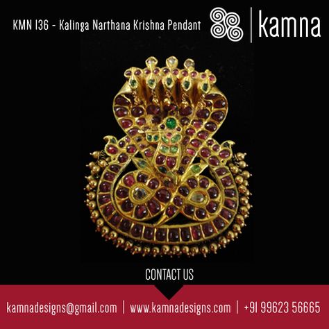 Kalinga Narthana Krishna Pendant - One of it's kind Antique Pendant. Nagaram Pendant, Temple Jewellery Jhumkas, Krishna Pendant, Black Check Dress, Diamond Locket, Pendant Designs, Traditional Indian Jewellery, Heritage Jewellery, Jewelry Design Ideas