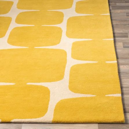 George Oliver Gurpreet Geometric Handmade Tufted Wool Yellow/Beige Area Rug | Wayfair Yellow Rug, Handmade Wool Rugs, Hand Tufted Rugs, Tufted Rug, Bedroom Rug, Wool Area Rugs, Room Rugs, Modern Rugs, Modern Decor