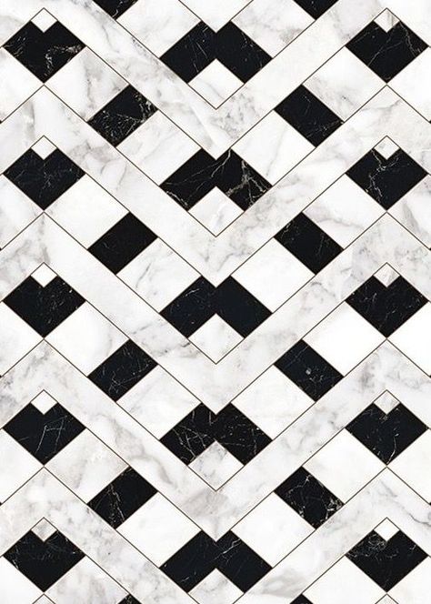 The extravagant pattern on the Trenza Marmi tile uses a basket weave design featuring contrasting marble prints. The result is an Art Deco style masterpiece inspired by marble - beautifully unique! Art Deco Flooring Pattern, Art Deco Floor Design, Mosaic Tiles Texture, Art Deco Flooring, Floor Inlay, Art Deco Tile, Marble Pattern Texture, Floor Pattern Design, Marble Floor Pattern