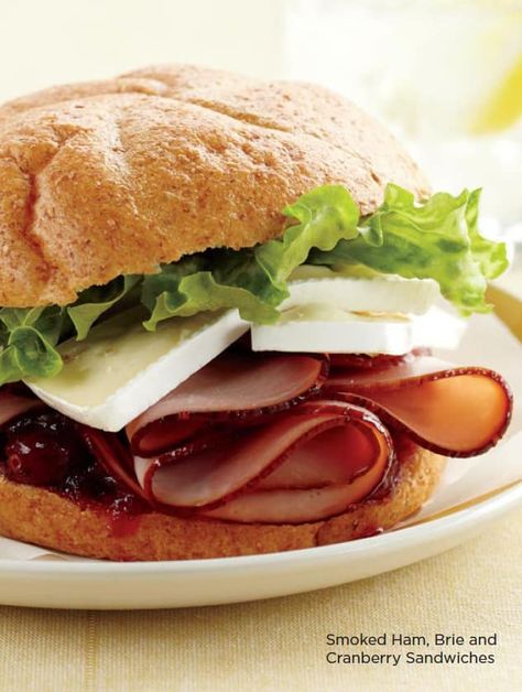 Smoked Ham, Brie and Cranberry Sandwiches Ham And Brie Sandwich, Brie And Cranberry, Lunch Ideas Kids, Brie Sandwich, Pinwheel Sandwiches, School Lunch Recipes, Fruit Spread, Tofu Salad, Kid Friendly Lunches