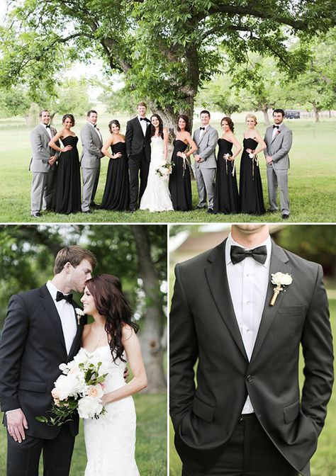 Black And Grey Groomsmen Attire, Black Bridal Party Attire, Gray Wedding Party, Black Bridal Party, White Tuxedo Wedding, Wedding Party Attire, Batman Wedding, Groomsmen Grey, How To Dress For A Wedding