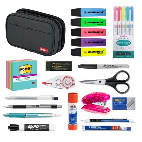 What To Have In Your Pencil Case, Pencilcase School Organization, Pencil Pouch Essentials, What To Put In Your Pencil Case, Stationery Must Haves, Pencil Case Essentials, Pencil Case Ideas, School Preparation, High Protein Smoothies