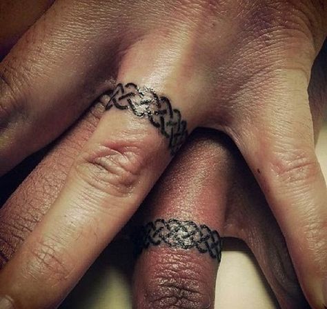 9 Wedding Ring Tattoos Ideas And Designs For Male And Female Knot Ring Tattoo, Celtic Ring Tattoo, Ring Tattoo Ideas, Celtic Knot Wedding Ring, Marriage Tattoos, Ring Tattoo Designs, Wedding Band Tattoo, Ring Tattoo, Full Tattoo