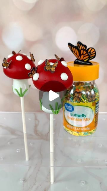 9,017 likes, 113 comments - sweetwhimsyshop on March 18, 2023: "Save this Toadstool cake pop DIY, #sponsored by @walmartdesserts! Walmart just launched the CUTEST line of @greatvalueus spring-themed sprinkles (available only @walmart). As soon as I saw the Butterfly sprinkle mix, I got so excited to use it to make my little toadstool cake pops even more whimsical. I carefully bent the wafer paper monarchs to make them look more realistic, and I used the green sprinkles as blades of grass. To m Toadstool Cake Pops, Cake Pop Diy, Mushroom Cake Pops, Toadstool Cake, Diy Cake Pops, Dipped Treats, Mushroom Cake, Butterfly Cupcakes, Tiny Butterfly