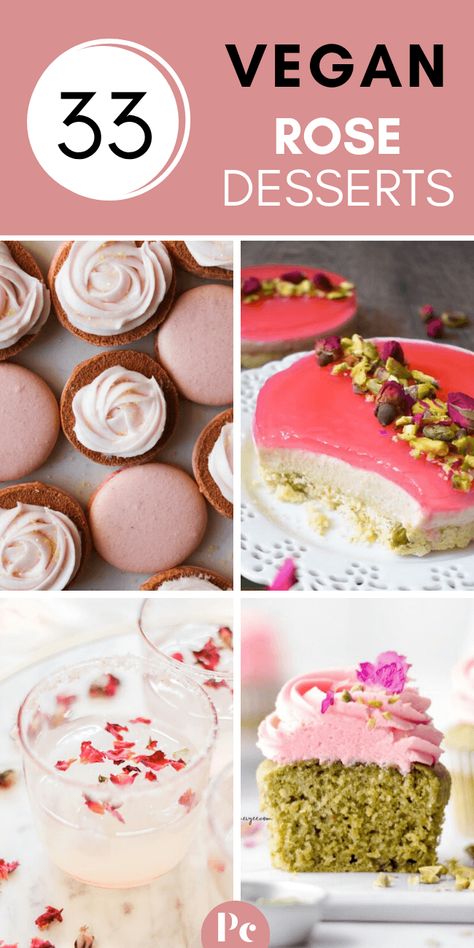 Rose Recipes Desserts, Vegan Spring Dessert, Rose Petal Recipes, Spring Recipes Vegetarian, Dessert Spring, Rose Dessert, Spring Recipes Dinner, Spring Recipes Dessert, Spring Treats