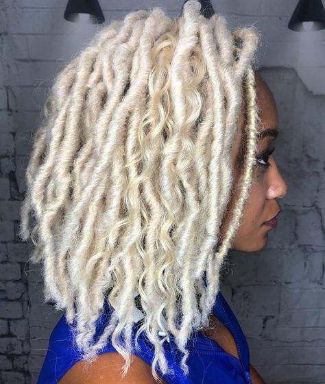 Blonde Crochet Faux Locs Edgy Updo, Faux Locs Styles, Hairstyles For Natural Hair, Megan Good, Blonde Dreadlocks, Blonde Dreads, Crochet Faux Locs, Straight Weave Hairstyles, Protective Hairstyles For Natural Hair