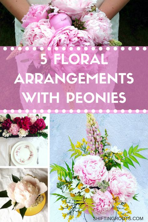 Every spring I have seven peony bushes to make pretty arrangements with. Here are my 5 favourite ways to arrange them, perfect for around the house, dinner parties, or weddings! Peony Bushes, Simple Arrangements, Easy Floral Arrangements, Peony Flower Arrangements, Wedding Centerpieces Diy Rustic, Cold Climate Gardening, Peonies Centerpiece, Peony Arrangement, Cut Flower Farm