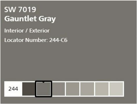 Sherwin Williams Gauntlet Gray 7019 is a deep gray with more brown-taupe undertones than black. It works great as an exterior paint color as well as cabinetry, wainscot, trim or an accent wall. Use this dark charcoal gray in areas with lots of natural light | westmagnoliacharm Sherwin Williams Exterior Gray Paint, Gauntlet Grey Exterior House, Sherwin Williams Gauntlet Gray Exterior, Gauntlet Gray Sherwin Williams Exterior, Sherwin Williams Gauntlet Gray, Gauntlet Gray Sherwin Williams, Sherwin Williams Gray Paint Colors, Gauntlet Grey, Sherwin Williams Exterior Paint Colors