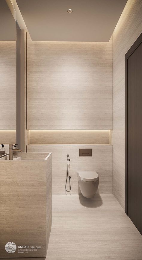 Modern Minimalist Bathroom Design Luxury, Travertine Bathroom Design, تصميم دورة مياه, Hotel Bathroom Design, Villa In Dubai, Travertine Bathroom, Wc Design, Minimalist Bathroom Design, Restroom Design