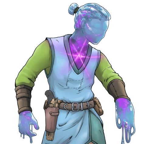 Slime Humanoid Male, Dnd Slime Character, Dnd Plasmoid Character, Plasmoid Dnd Character Art, Plasmoid Dnd Art, Slime Character Design Male, Crystal Character Design, Mutant Character Design, Wild Magic Sorcerer