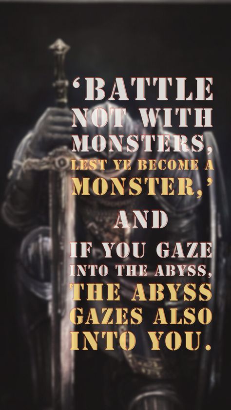 Stare too long into the abyss and the monster will see you back.. Staring Into The Abyss, Become A Monster, Stare Into The Abyss, Art Philosophy, Into The Abyss, The Abyss, Anime Quotes, Too Long, Looking Back