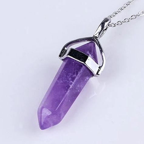 Amethyst Healing Point Pendulum Pendant – Real Wiccan Spells Amethyst Crystal Necklace, Amethyst Quartz Crystal, Purple Quartz, Amethyst Healing, Amethyst Quartz, Chakra Stones, Amethyst Pendant, Chakra Healing, Pretty Jewellery