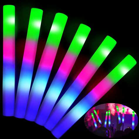 PRICES MAY VARY. 【Giant Size 16 Inch Foam Glow Sticks】16" giant multi color foam LED light glow sticks .Just press on the button, these party favors for adults will be flashing in blue, green & red colors. 【3 Light Up Modes & Long-lasting Light】Colorful lights with 3 different light up modes: fast flashing, slow flashing and alternately flashing.The glow stick will last approx 6-8 hours of continuous use. 【Battery Operated】 Batteries are included and installed. Easy to remove and replace. Reusab Foam Glow Sticks, Glow Stick Party, Led Light Stick, Glow Party Supplies, Stick Light, Party Favors For Adults, Glow Stick, Patriotic Party, Halloween Party Supplies