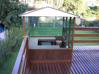 O que você precisa saber antes de construir uma sauna - Parte 2 - Dica da Arquiteta Sauna A Vapor, Outdoor Sauna, Outdoor Bed, Hot Tub, Awning, Gazebo, Google Images, Outdoor Structures, Spa