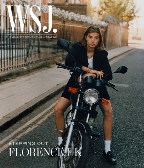 Florence on WSJ. Magazine July 2020 digital cover. Photo: Dan Martensen for WSJ. Magazine Wsj Magazine, London Photographer, Fashion Cover, Bike Style, Magazine Photography, Fashion Editorial, Social Distancing, Fashion Editor, Vogue Paris