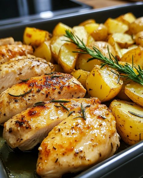 🍗 Garlic Parmesan Chicken and Potatoes 🧄🧀🥔 Ingredients - 4 boneless, skinless chicken breasts - 4 medium potatoes, diced - 3 tablespoons olive oil - 4 cloves garlic, minced - 1/2 cup grated Parmesan cheese - 1 teaspoon Italian seasoning - 1/2 teaspoon paprika - 1/2 teaspoon salt - 1/4 teaspoon black pepper - 2 tablespoons fresh parsley, chopped (for garnish) Instructions 1. Preheat your oven to 400°F (200°C). Lightly grease a large baking dish. 2. In a small bowl, mix olive oil,... High Protein Clean Eating, Protein Clean Eating, Garlic Parmesan Chicken And Potatoes, Parmesan Chicken And Potatoes, Chicken And Potatoes, Healthy Food Inspiration, Garlic Parmesan Chicken, Parmesan Chicken, Clean Eating Dinner