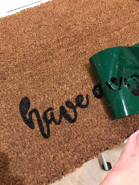 How To Paint A Coir Door Mat, Coir Doormat Diy, Coir Rug, Mat Ideas, Door Mat Diy, Fall Doormat, Maker Project, Coir Mat, Front Entrance