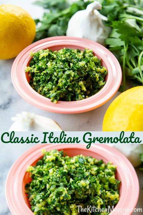 Gremolata Recipe For Fish, Italian Dips, Sausage Lasagna Soup, Gremolata Sauce, Slow Cooker Bolognese Sauce, Gremolata Recipe, Italian Pot Roast, Parsley Sauce, Parsley Recipes