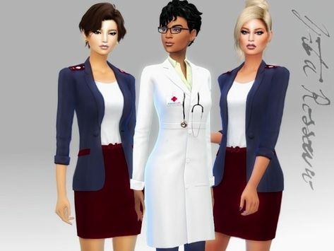 sims 4 cc // custom content clothing // the sims resource // ZitaRossouw's Hospital Staff outfits Sims 4 Cc Scientist Outfit, Sims 4 Nurse Outfit, Sims 4 Cc Nurse Outfit, Sims 4 Hospital Clothes, Sims 4 Cc Hospital Clothes, Sims 4 Career Outfit, Nurse Cc Sims 4, Ts4 Hospital Cc, Sims 4 Work Clothes