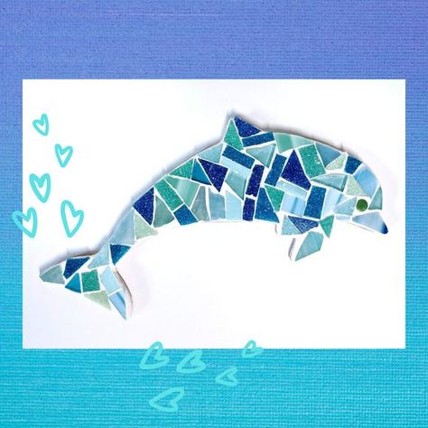 Sea Life Crafts, Dolphins Mosaic, Dolphin Craft, Dolphin Family, Dolphin Art, Mosaic Kits, Diy Mosaic, Mosaic Kit, Roman City