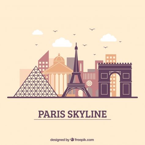 Paris Vector Illustration, Paris Skyline Illustration, Paris Vector, Skyline Drawing, Skyline Illustration, Paris Graphic, Skyline Artwork, Design City, Paris Illustration