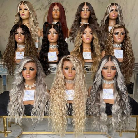 Wig Store Ideas, Wig Boutique, Luxury Wigs, Hair Saloon, Wigs Collection, Wig Display, Vision 2025, Wig Collection, Wigs Long