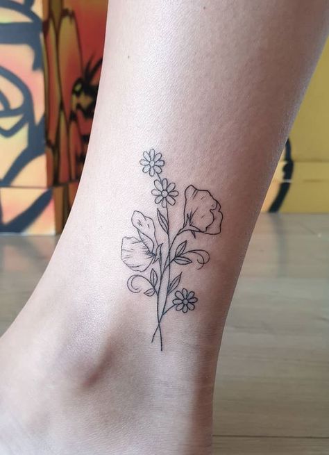 Daisy Flowers Tattoo Sweetpea And Daisy Tattoo, Violet And Daisy Flower Tattoo, Daisy And Sweetpea Tattoo, Daisy And Sweat Pea Tattoo, Daisy And Violet Tattoo, Daisy And Sweet Pea Tattoo Birth Flower, Poppy And Daisy Tattoo, Daisy And Poppy Tattoo, Daisy And Sweet Pea Tattoo