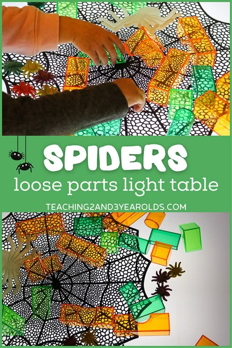 Incy Wincy Spider Activities, Light Table Preschool, Preschool Light Table, Spiders Preschool, Light Box Activities, Light Table Ideas, Box Activities, Fall Activities For Toddlers, Light Table Activities