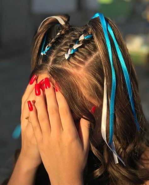 Rave Hairstyles, Hairstyle Examples, Cheerleading Hairstyles, Rave Hair, Cheer Hair, Beautiful Braided Hair, Hair Upstyles, Ribbon Hairstyle, Hair Up Styles