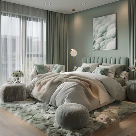 12+ Creative Inside House Color Ideas with a Cool Mint and Grey Combo • 333+ Inspiring Lifestyle Ideas House Color Ideas, Mint Living Rooms, Mint Bedroom, Mint Walls, Inspiring Lifestyle, Living Room Transformation, Elegant Pendant Lighting, Inside House, Grey Couches