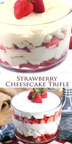 Trifle Strawberry, Filling Desserts, Strawberry Cheesecake Trifle, Dessert Trifle, Desserts Strawberry, Cheesecake Cream, Trifle Bowl Recipes, Berries Cake, Dirt Cake Recipes