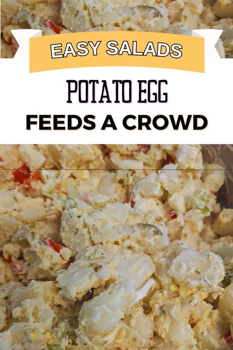 This fantastic potato salad recipe has been in my family for a while. It’s that good! It makes a large potato salad ideal for family gatherings, potlucks, buffets, or just because your family can’t get enough of it! Packed with delicious “secret” ingredients like red bell pepper, it’s a real crowd-pleaser! Potato Salad For Large Crowd, Potato Salad For A Crowd Parties, Potato Salad For 100 People, Potato Salad For 50 People, Potato Salad For A Crowd, Potato Salad Without Eggs, Summer Potato Salad, Salad With Egg, The Best Potato Salad