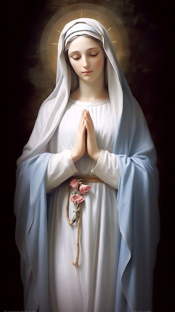 Photo a statue of a woman in a white rob... | Premium Photo #Freepik #photo #mother-mary #holy-mary #mary #virgin-mary Mary Painting, Arte Ganesha, Virgin Mary Painting, Statue Of A Woman, Roman Catholic Art, Mary Jesus Mother, Mother Mary Pictures, New Eve, Jesus Mother