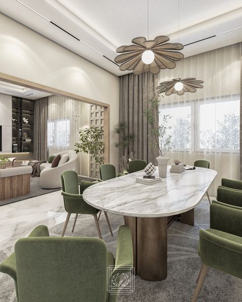 Modern dining room with neutral cozy colors & w hint of calming olive color. Cozy Colors, Green Beige, Olive Color, Modern Dining Room, Modern Dining, Dining Room, Green, Quick Saves, Color